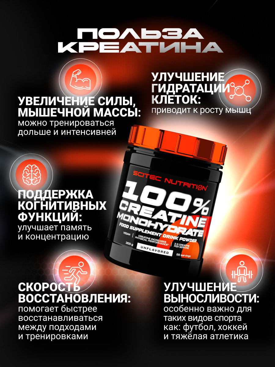 Scitec Nutrition 100% Creatine Monohydrate 300 г (Банка)