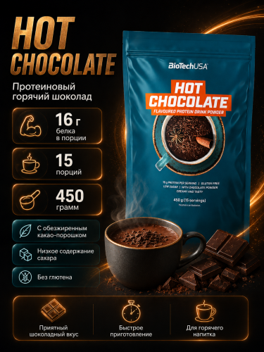 BioTechUSA Hot Chocolate flavoured protein drink powder 450 г