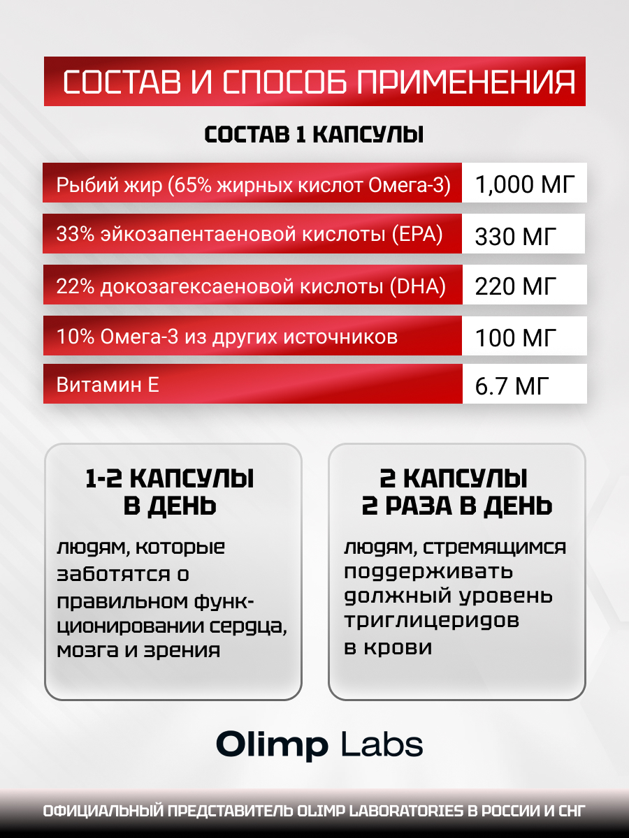 Olimp Labs Gold Omega-3 1000 mg 65% 60 капс.