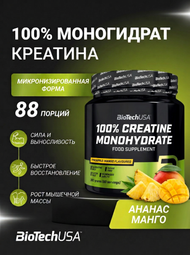 BioTechUSA 100% Creatine Monohydrate 300 г. (Ананас - манго)