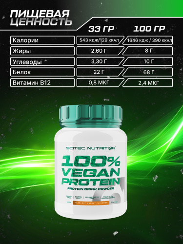 Scitec Nutrition 100% Vegan Protein 1000 г (Фундук-Грецкий Орех)