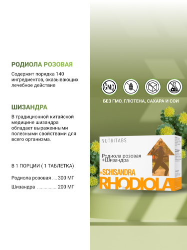NUTRITABS Rhodiola Rosea + SCHISANDRA 60 капс.