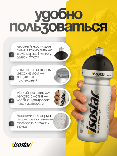 Isostar Спортивная бутылка 650 мл (Серебристый)