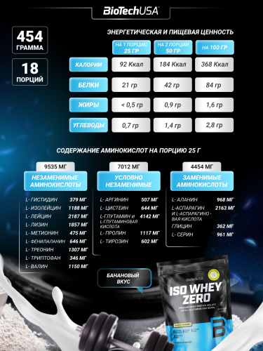 BioTechUSA Iso Whey Zero 454 г. (Банан)